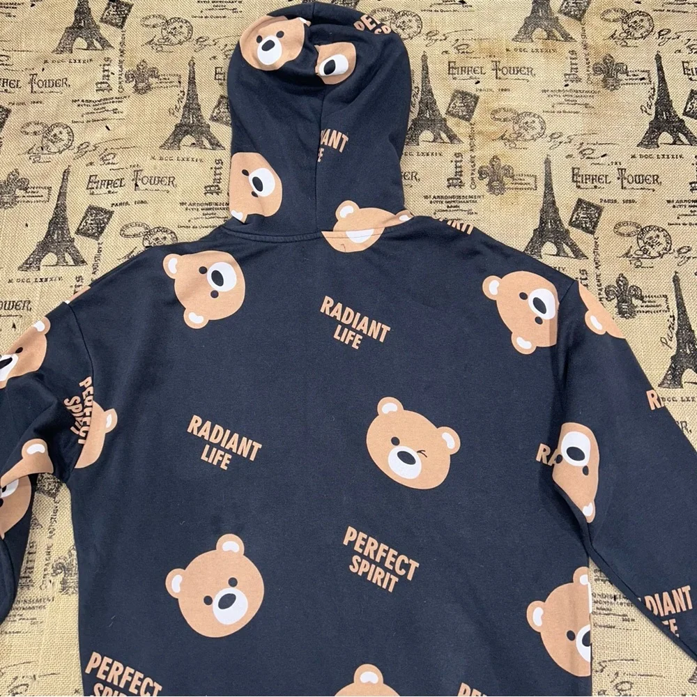 House Brand Bears Faces Perfect Spirit Dark Grey Hoodie Sweater Size M - Picture 10 of 13